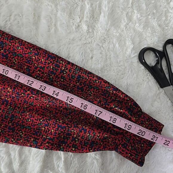 Liz Claiborne VTG Secretary Faux Wrap Red Geometric Dots 6P Dress 80s Career - Picture 11 of 12
